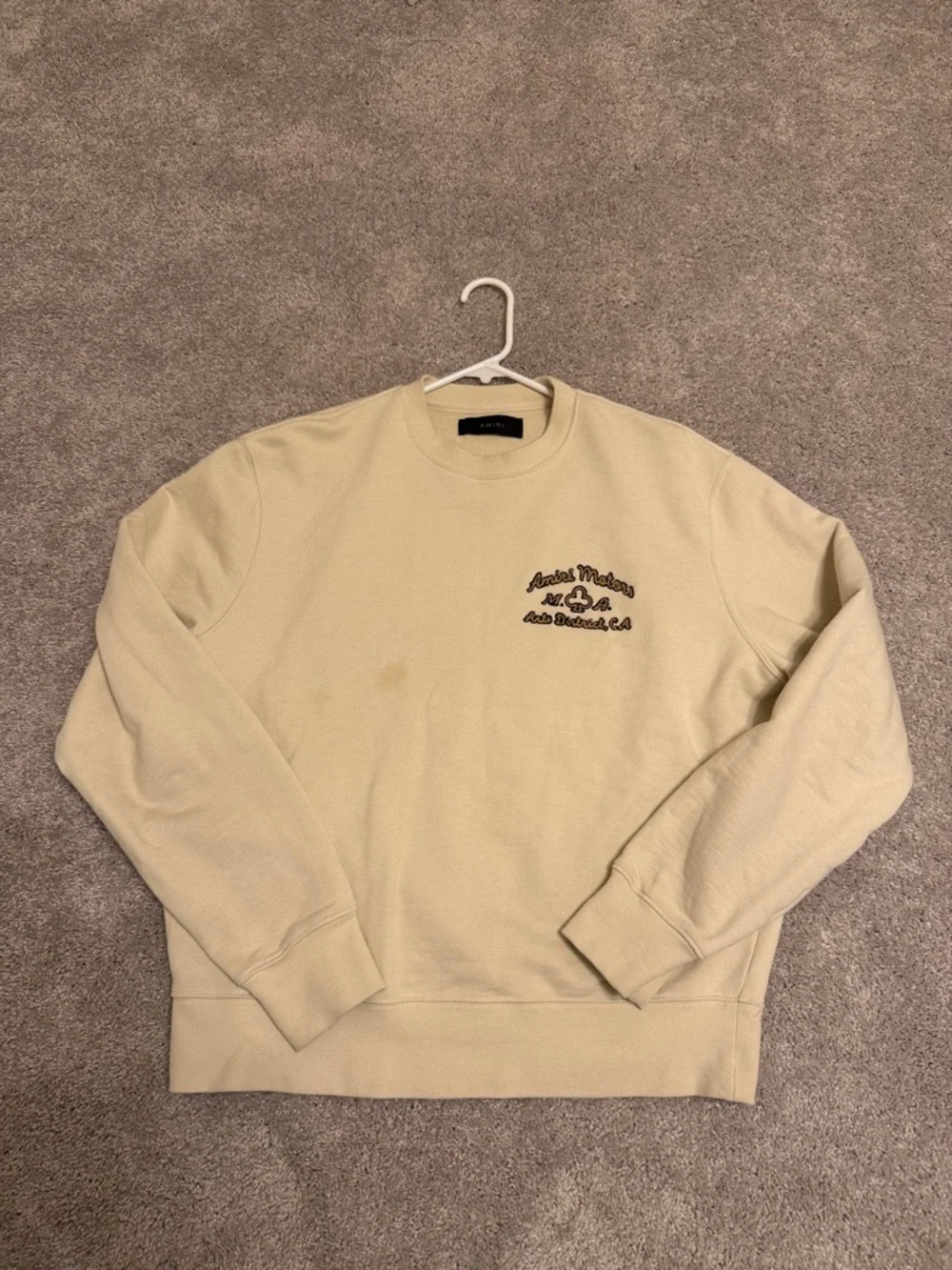 Amiri Cream Crewneck Sweatshirt with Amiri Motors Embroidery - Picture 1 of 15